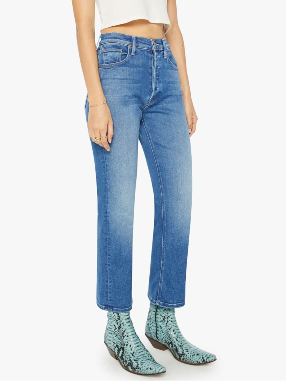 MOTHER Blue Straight-Leg Jeans